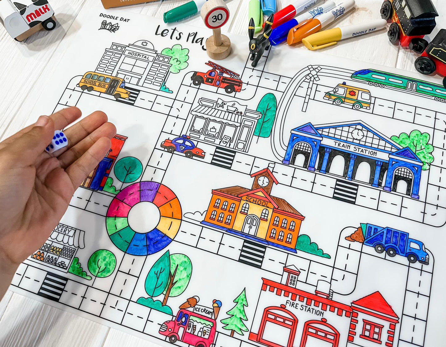 🎲 LET’S PLAY (3-IN-1) COLOURING MAT - Colour • Play • Game
