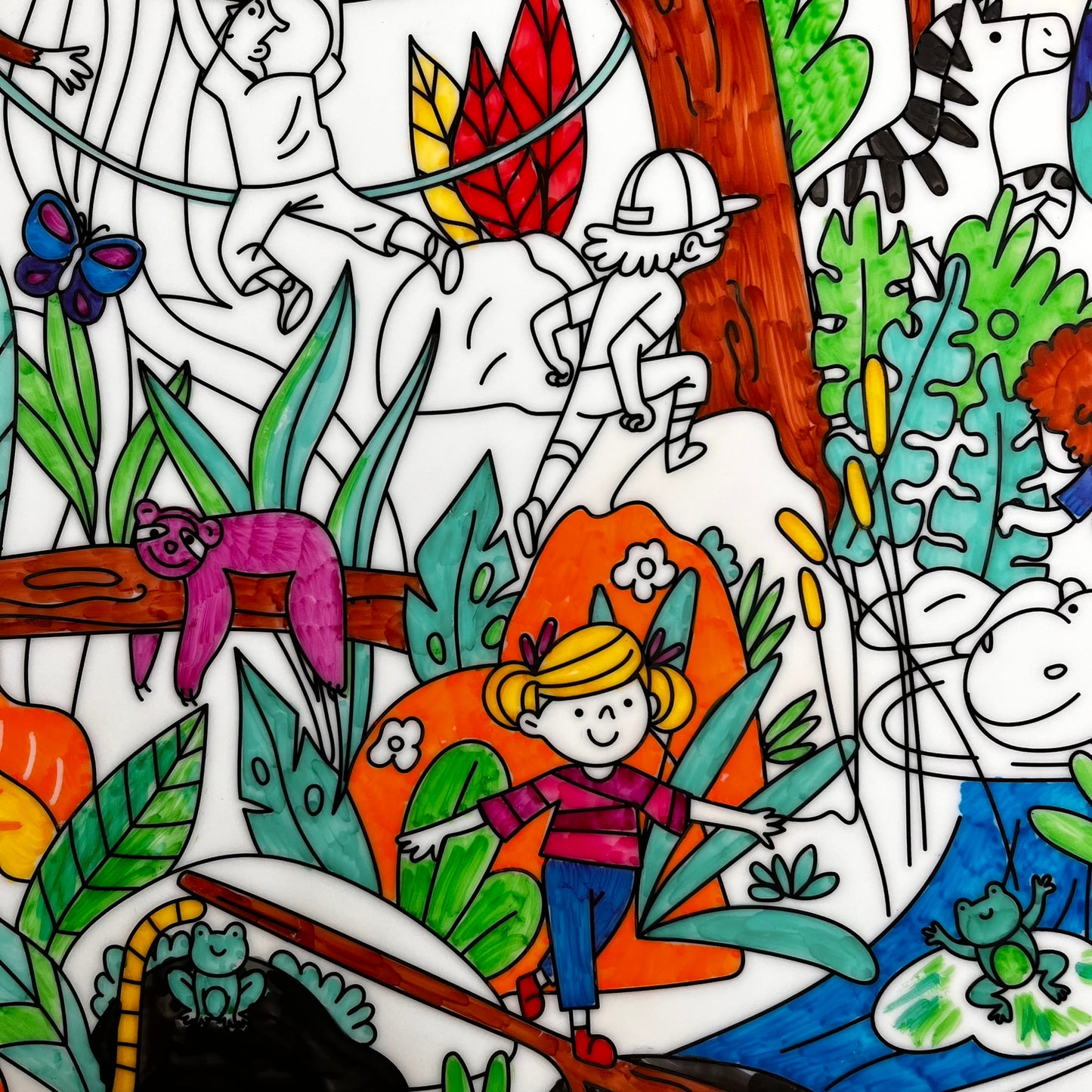 🐯 JUNGLE COLOURING MAT - LARGE SIZE