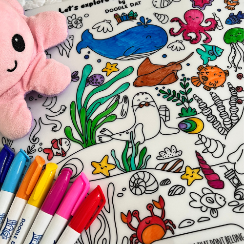 🌊 DEEP BLUE SEA COLOURING MAT - LARGE SIZE