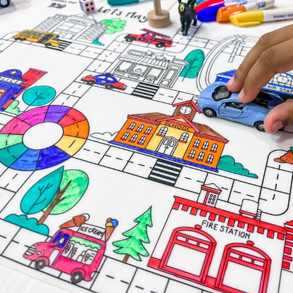 🎲 LET’S PLAY (3-IN-1) COLOURING MAT - Colour • Play • Game