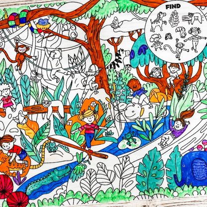 🐯 JUNGLE COLOURING MAT - LARGE SIZE